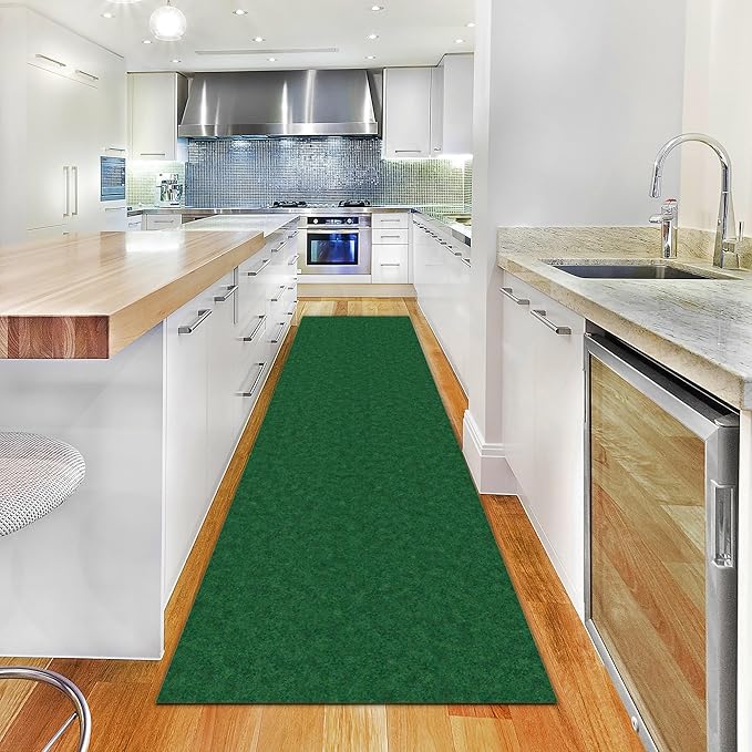 Ottomanson 2'7" x 44' Hallway Runner with Scraper Pile - Extra Durable Non-Slip Rug Mat for Indoor & Outdoor Use - Ideal for Kitchen, Entryway & Garage - High-Traffic Carpet, Green