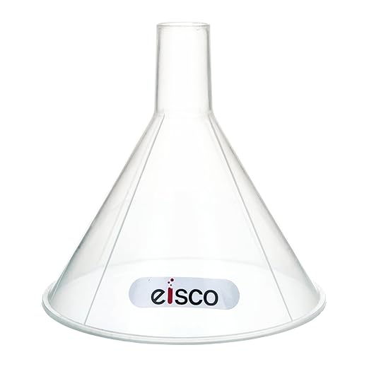 EISCO Powder Funnel, 6" (150mm) Diameter - Polypropylene Plastic - Parallel Stem - Resistant to Acids & Alkalis - Great for Laboratory, Classroom or Home Use