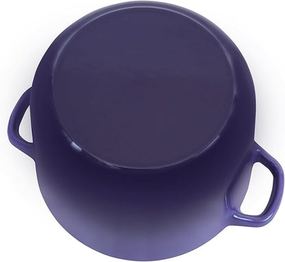 Flavehc Dutch Oven Pot with Lid 1.8 qt Cast Iron Dutch Oven for Bread Baking Purple Enameled Cast Iron Rice Pot with Handels