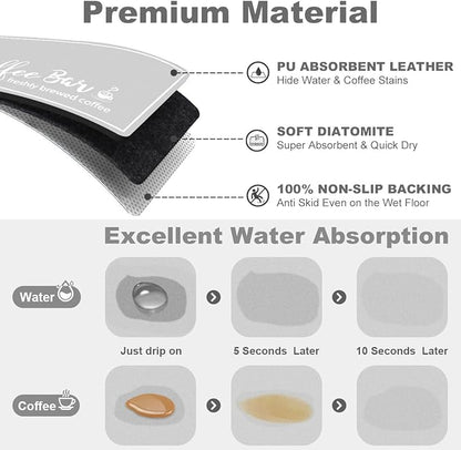 Findosom Dish Drying Mat, 12"x 20" Super Absorbent & Hide Stain Coffee Mat, Cuttable Drying Mat for Kitchen Counter, Coffee Bar Accessories, Under Dish Rack, Coffee Maker, Espresso Machine, LightGrey