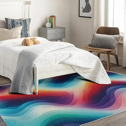 Rainbow Gradient Rug, 7x9 Rug, Modern Rugs for Living Room Bedroom, Abstract Large Area Rug, Washable Rug Non Slip Soft Indoor Carpet, Rainbow Gradient Home & Room Decor