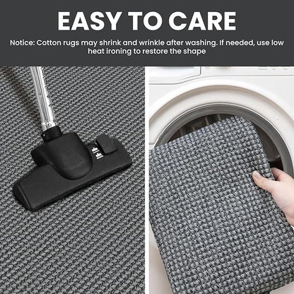 IOHOUZE Washable Exrea Long Hallway Runner Rug 3x14 Non Slip Rubber Backed Kitchen Runner Entryway Runner Indoor, Woven Rugs Floor Carpet for Kitchen Hall Entryway Stair,Dark Grey