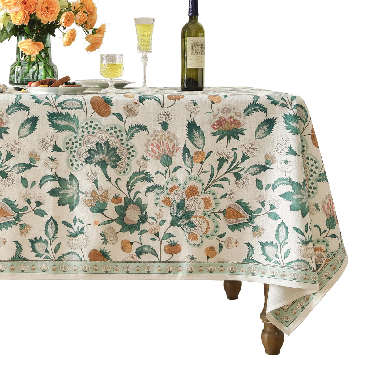 patdrea Vintage French Linen Tablecloth,Square,67"x67"-Kulom A