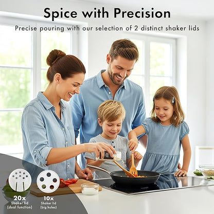EDELHAUS Glass Spice Jars with Label and Black Lids (24 x 4oz) Spice Containers with 240 Labels, Shaker Inserts, Steel Funnel, Empty Square Empty Square Seasoning Organizer