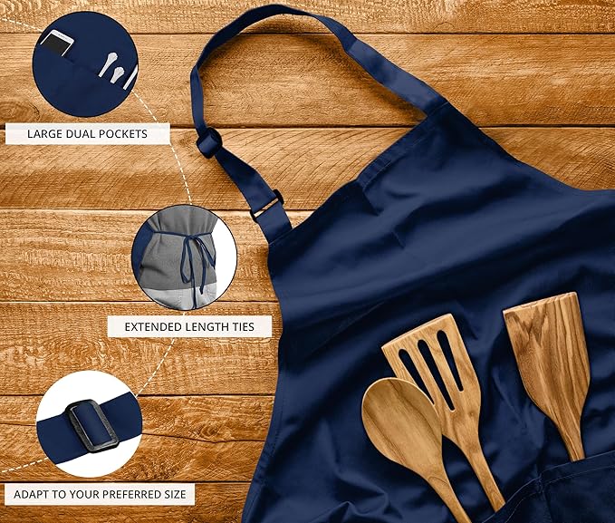 Utopia Kitchen 10 Pack Bib Apron Adjustable with 2 Pockets, Water and Oil Resistant, Cooking Kitchen Chef Apron for Women Men