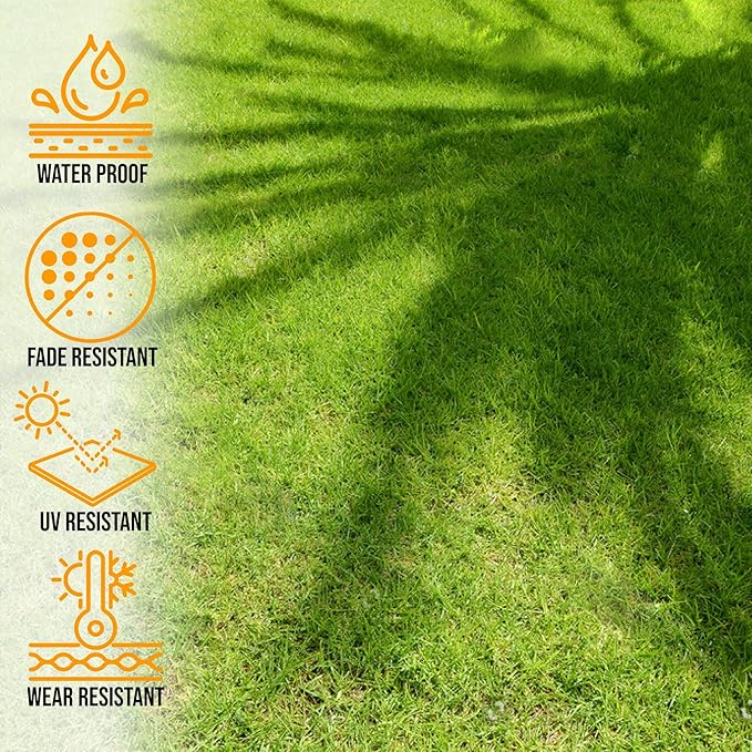 Ottomanson 6' x 6'6" Artificial Faux Grass Rug - Realistic Turf with UV Protection - Perforated for Easy Drainage - Durable, Hose-Off Synthetic Lawn Carpet for Indoor & Outdoor Use, Green