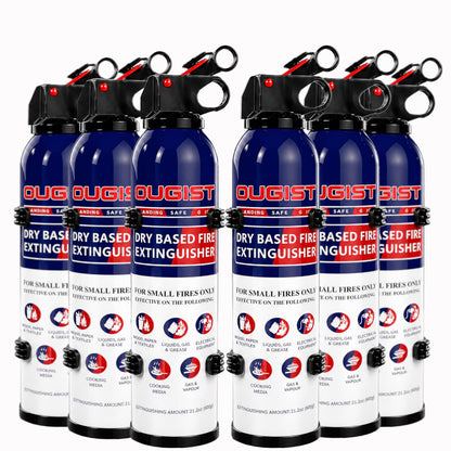 Ougist ABC Fire Extinguisher – 6-Pack, Compact, Grease & Electrical Fire Protection for Home, Vehicle, Office