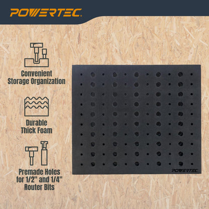 POWERTEC Router Bit Storage Tray – 110 Bits, 1/2 inch & 1/4 inch Shank